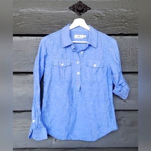Vineyard Vines Solid camp popover short blue linen sz 8